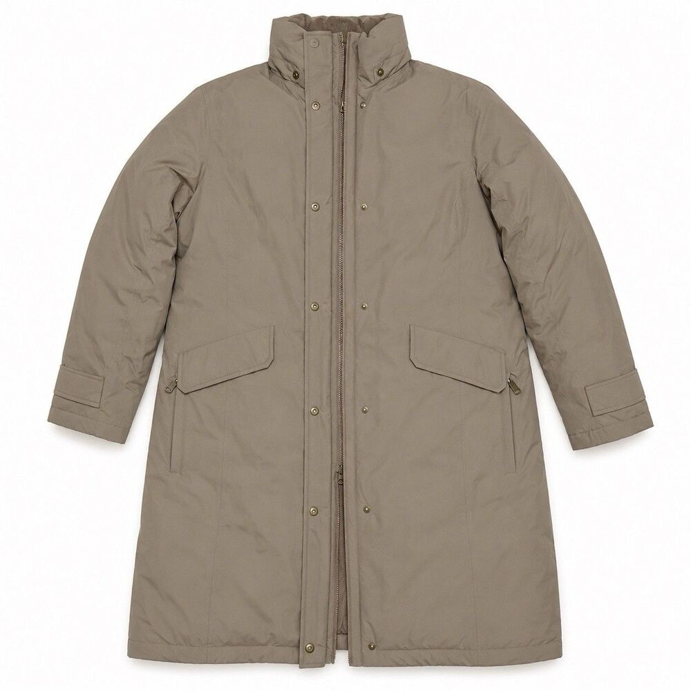 Lands End Down Coat Women XL 18 Taupe Long Winter Parka 80% Down No Hood - Picture 3 of 11